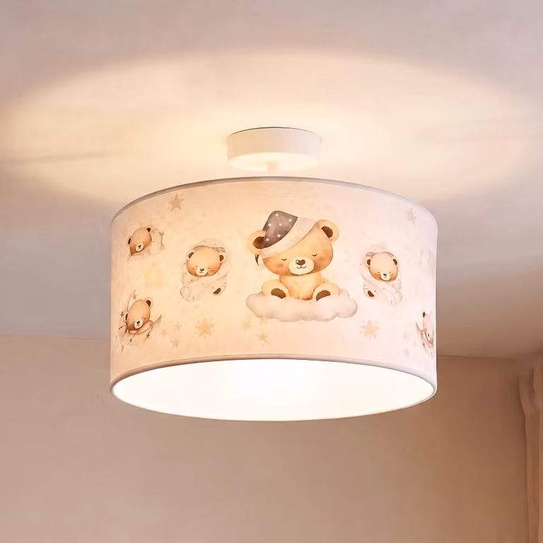 Plafoniera soffitto Kids Print Duolla, Crema / Ambra, Cameretta, Tessuto / Stoffa / Seta, Plafoniera