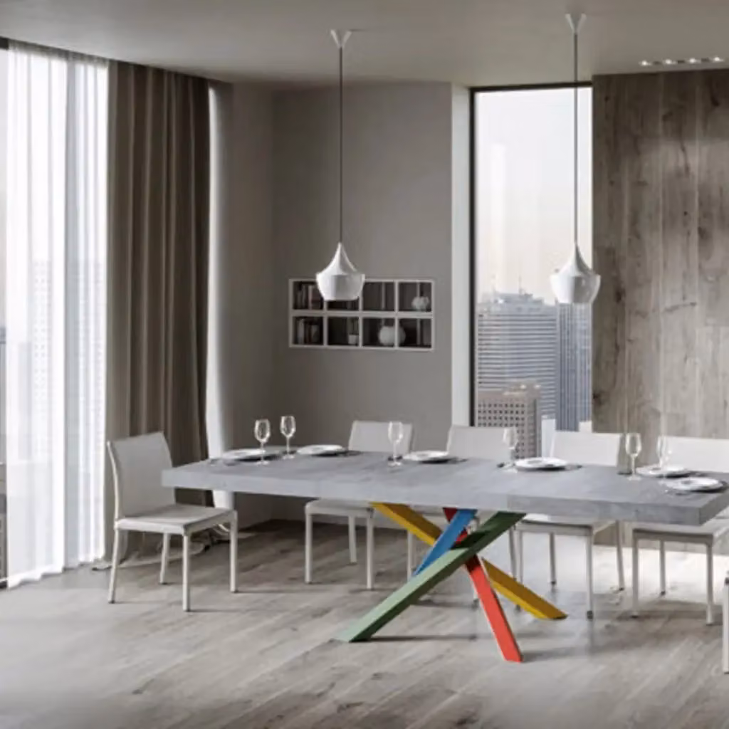 Tavolo allungabile moderno Itamoby Volantis Premium colore grigio con gambe a X in metallo L: 120-380 cm, P: 90 cm – 2