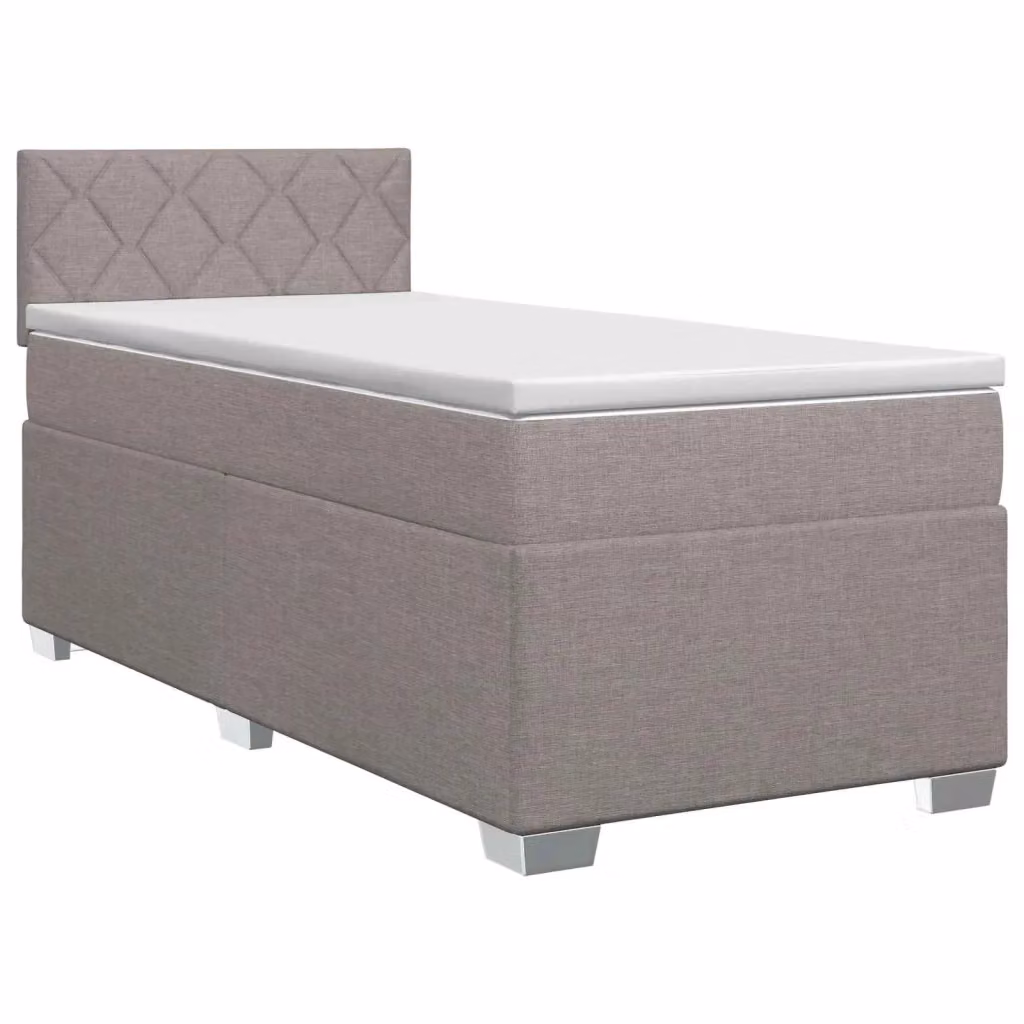Letto box spring con materasso ibrido vidaXL in tessuto Tortora L/P: 90 x 200 cm – 2