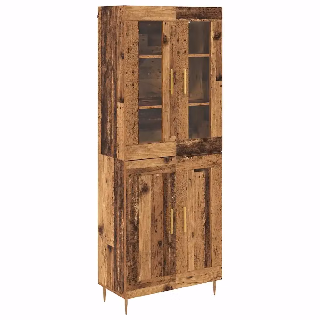 Credenza moderna vidaXL in legno e vetro marrone con ante in vetro, L: 69,5 cm, P: 34 cm, H: 180 cm – 2