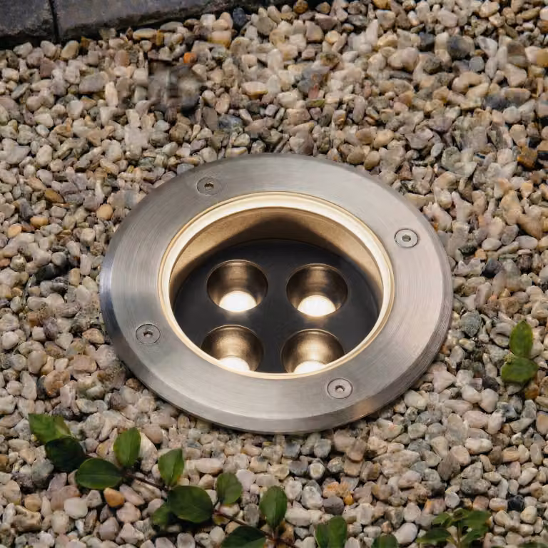 Faretto da incasso a LED Arcchio Thentos, Ø 12 cm, 40°, nichel, IP67 Thentos, Alluminio / Grigio / Zincato, Acciaio Inox, Faretto da incasso da terra