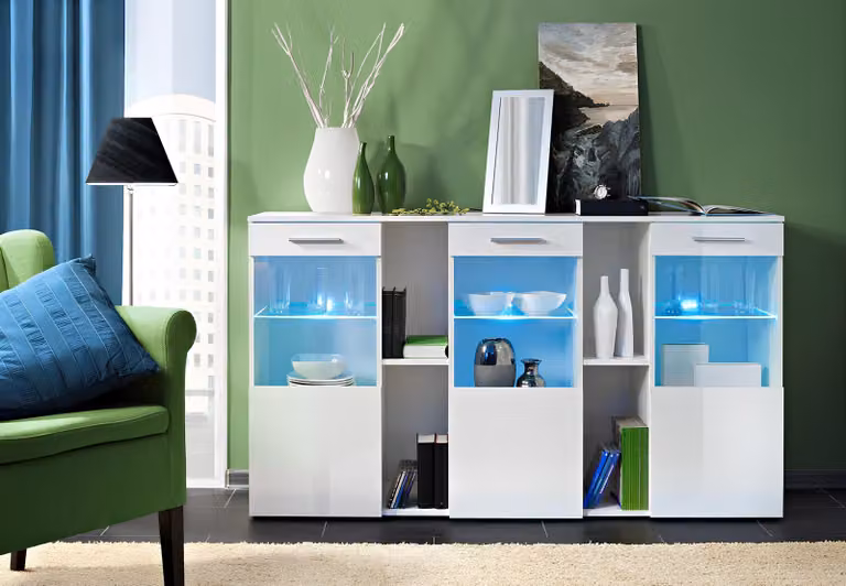 Designer Weiß Kommode Luxus Wohnzimmer Modern Holz Möbel