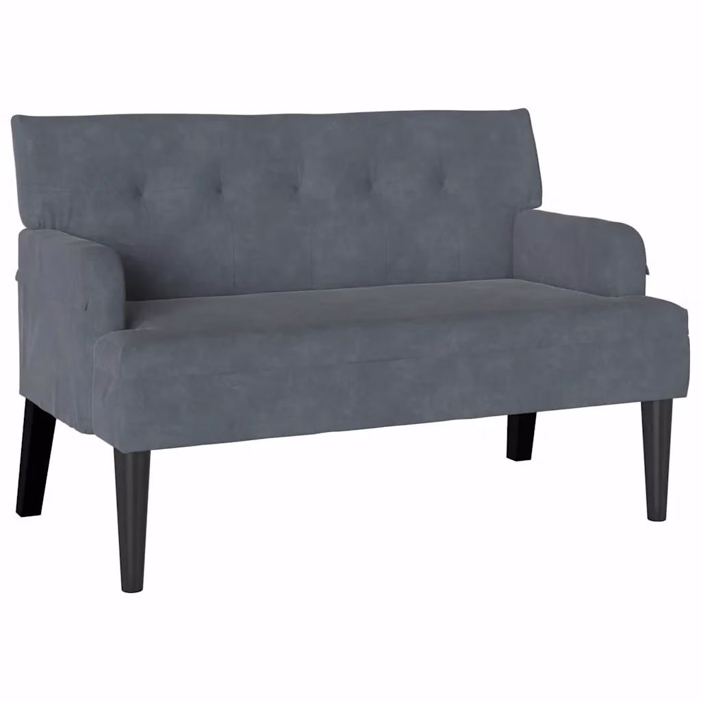 Panca Chesterfield vidaXL in velluto grigio, L 112 x P 65,5 x H 75 cm – 2