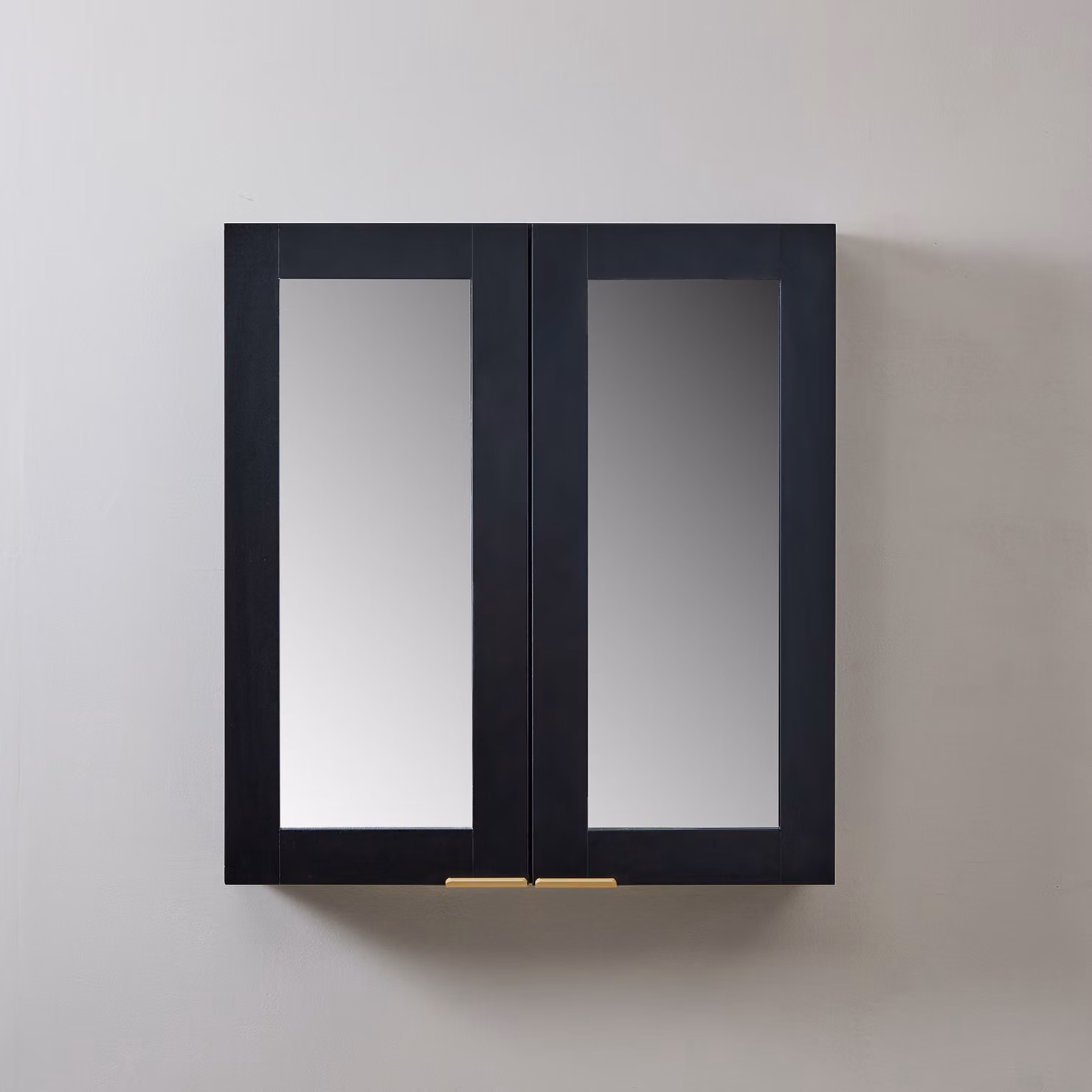 Mobiletto a Specchio da 900mm x 650mm Nero Grigio - Completo di Maniglie con Impugnature a Dito in Oro Satinato - Cluo