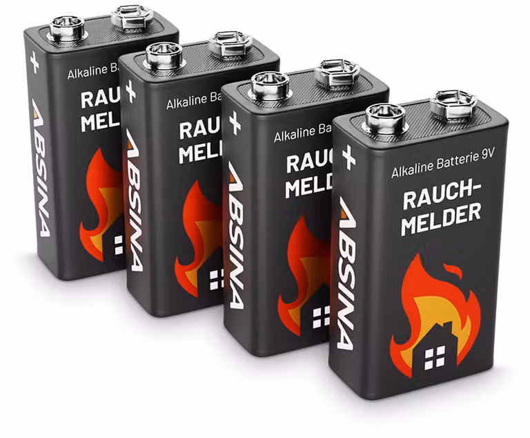 confezione da 4 batterie alcaline 9V 6LR61 ideali per rilevatori di fumo, allarmi antifumo, dispositivi di misurazione, giocattoli e altro ancora
