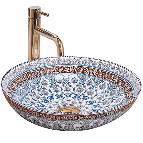 Rea - Lavabo Da Appoggio Arte Blue Lavandino Bagno 400 X 400 X 115 mm Ceramica (Blu)