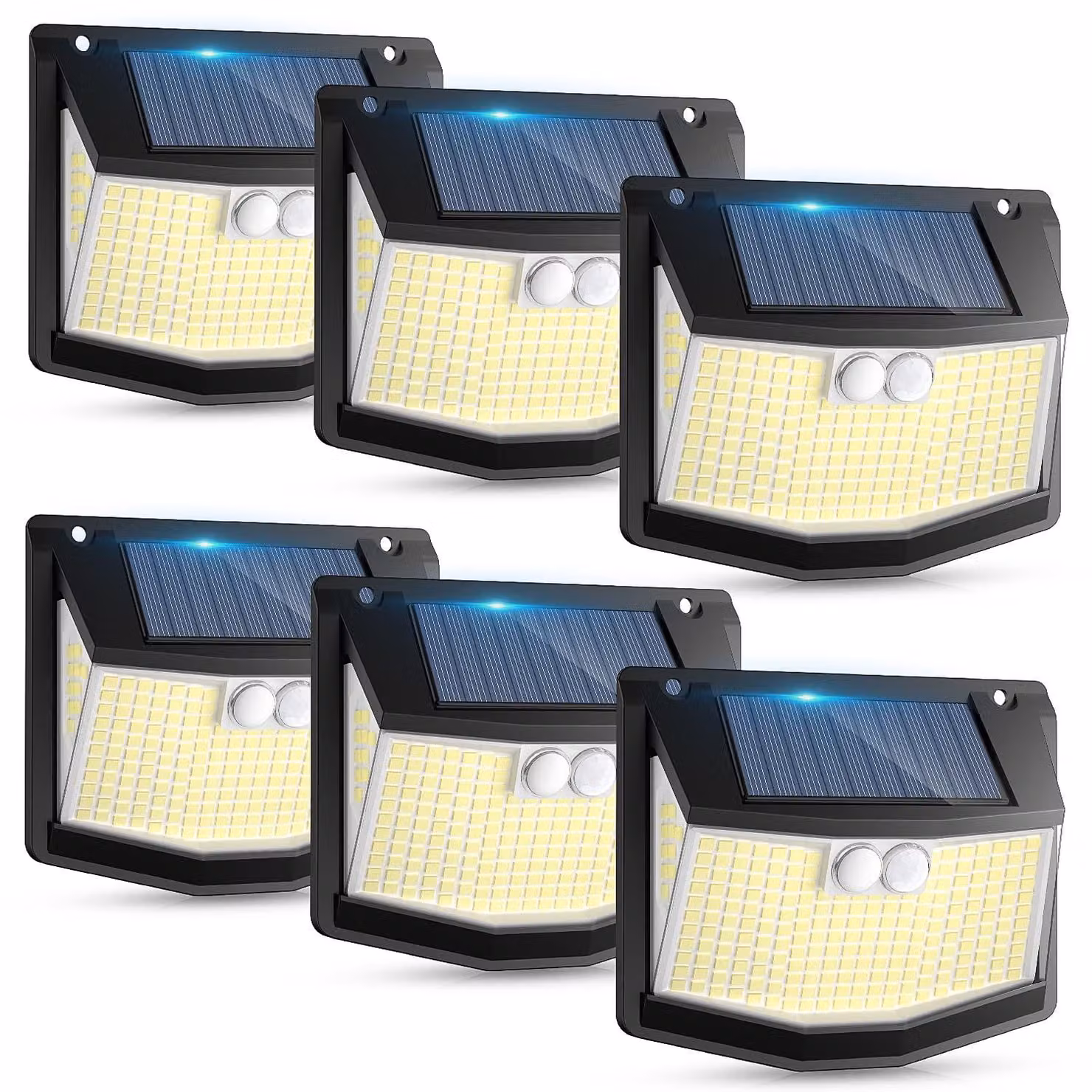 Lampada solare con sensore di movimento, confezione da 6, 248 LED, grado di protezione IP65