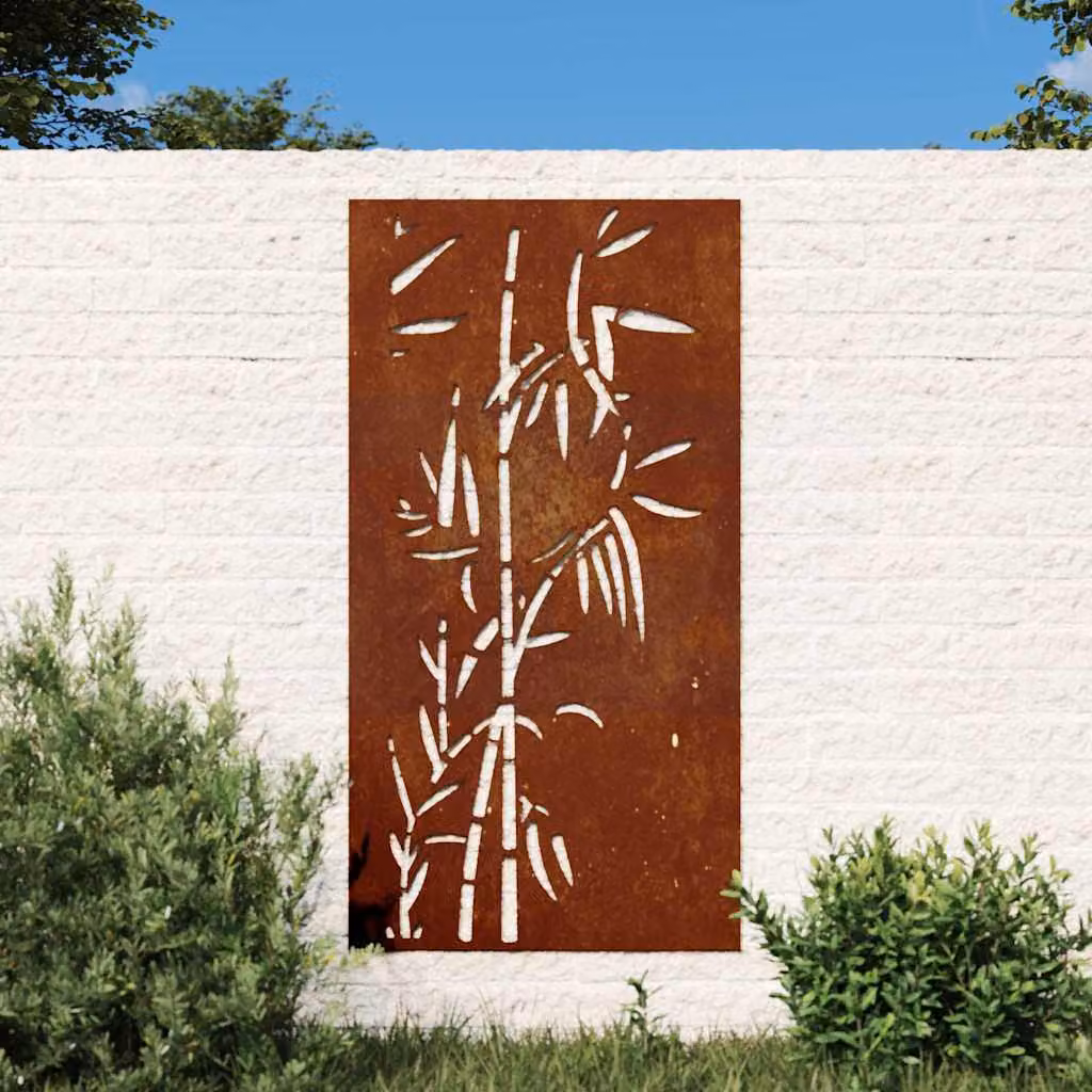Decorazione Muro da Giardino vidaXL in Acciaio Corten Marrone con Motivo Botanico L: 105 cm, H: 55 cm