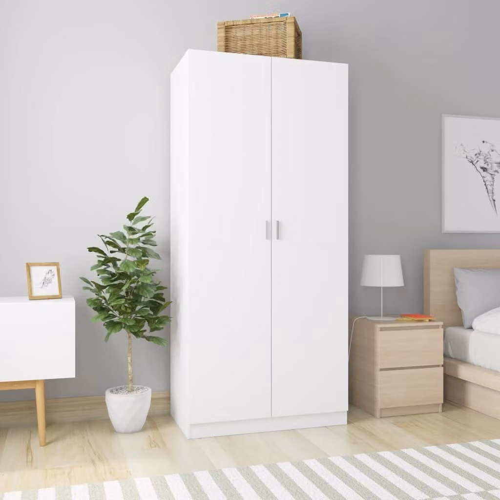 vidaXL Armadio bianco 90x52x200 cm Materiale a base di legno - Armadio - Armadi - Armadio a muro - Armadio a muro - Armadio