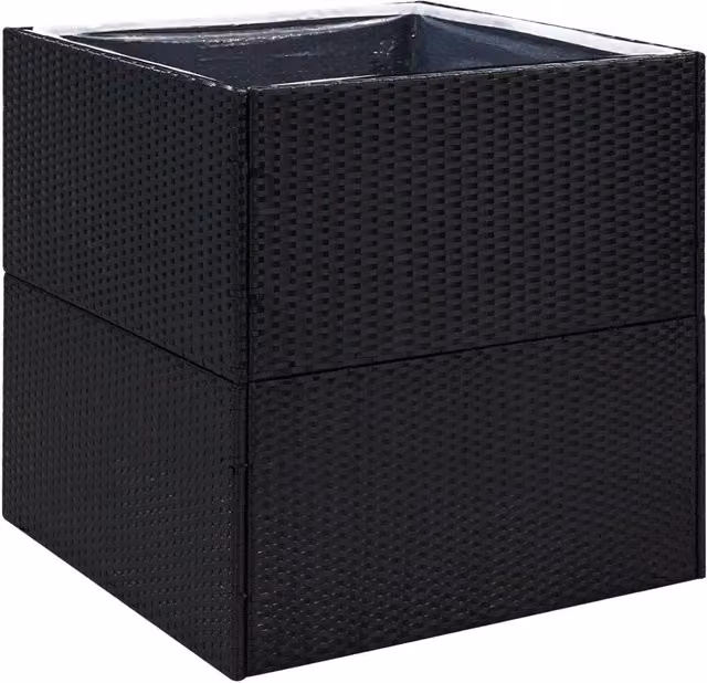 Fioriera | Cassetta per fiori | Vaso da Giardino Nero 80x80x80 cm in Polyrattan