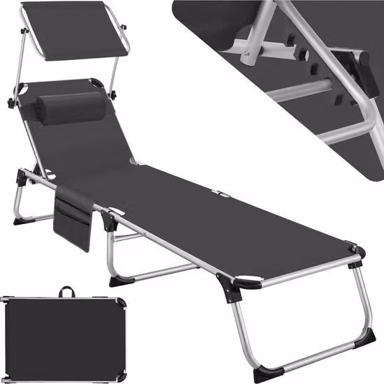 Sedile da Campeggio con Tettino - Sedile da Giardino Reclinabile per Esterno - Sedile da Sole Resistente alle Intemperie e Leggero - Ideale per Campeggio e Spiaggia