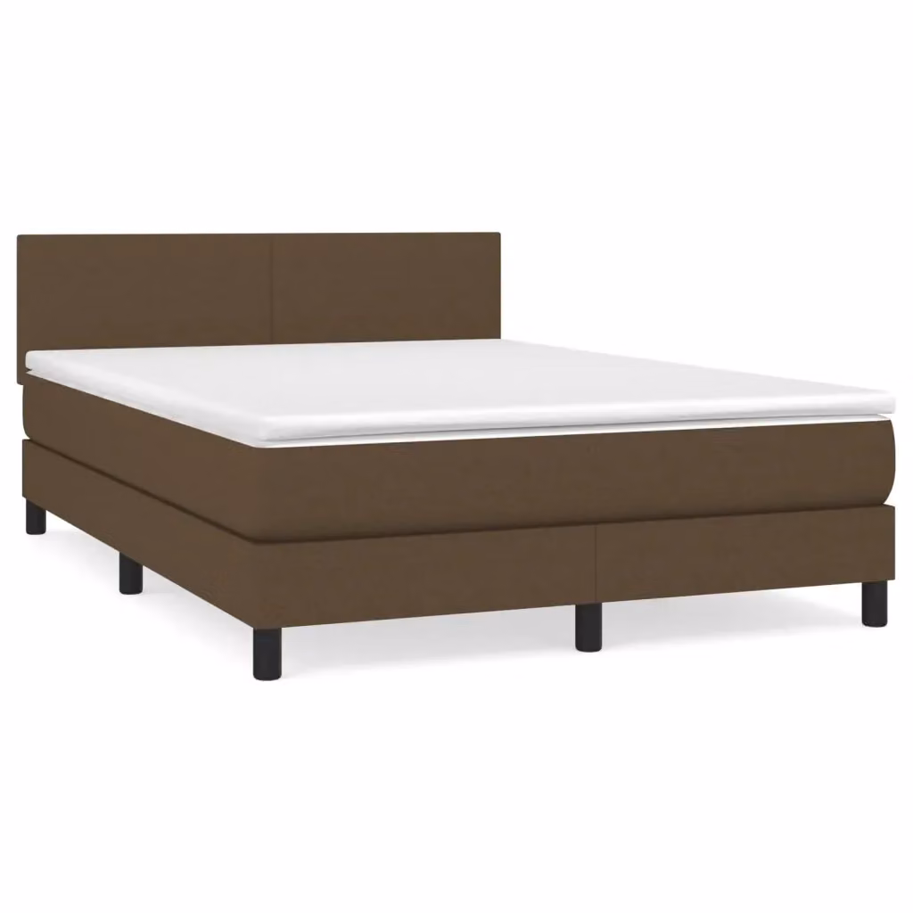 Giroletto a molle con materasso ibrido vidaXL in legno e tessuto, Marrone e Bianco, L/P/H: 144 x 193 x 88 cm – 2