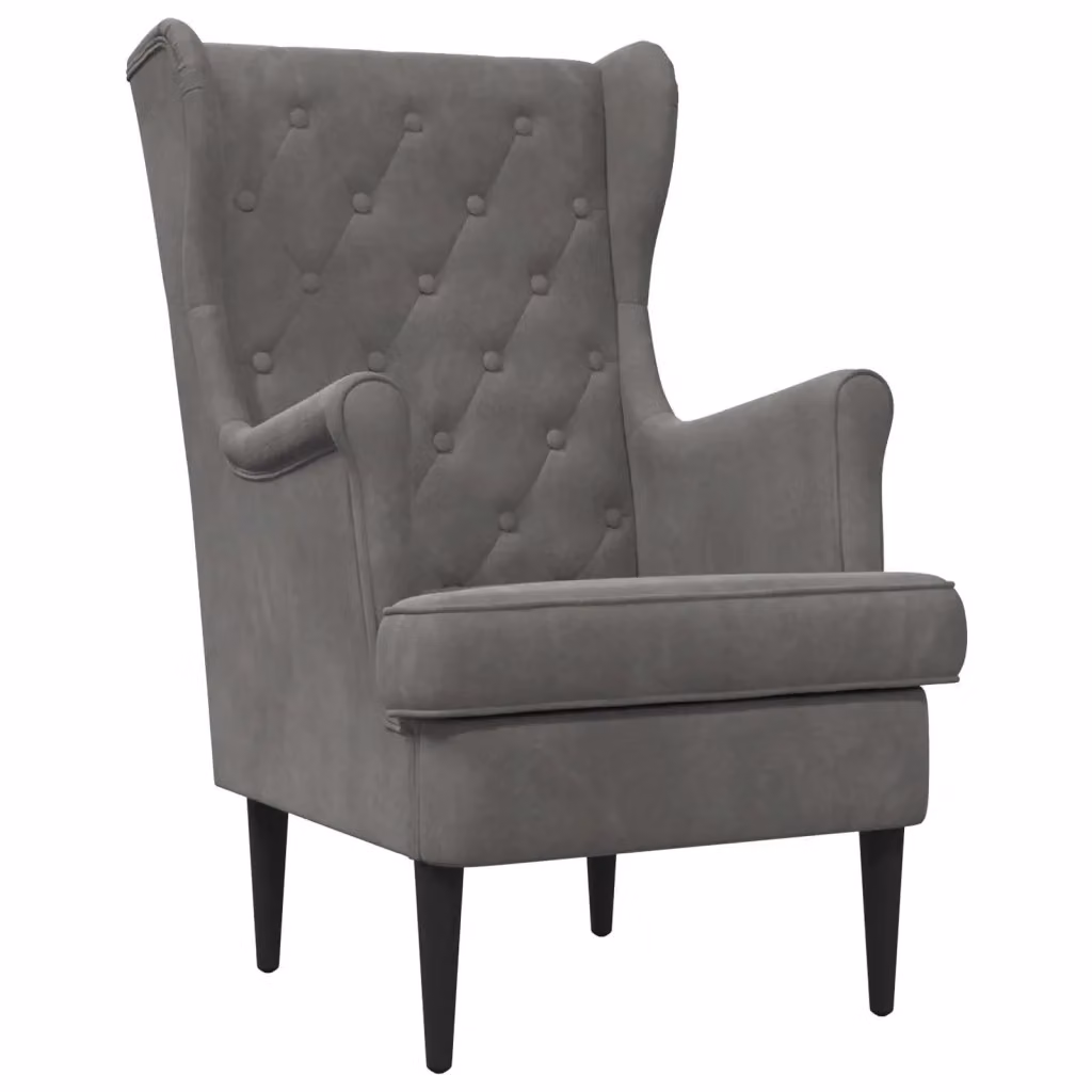Poltrona Relax Moderna in Velluto Grigio con Braccioli e Struttura in Legno e Metallo – 2