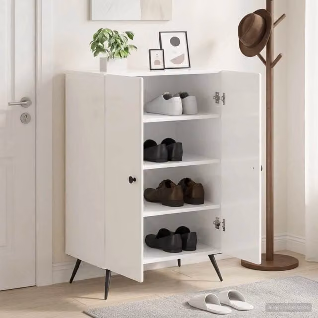 Mobile per scarpe moderno vidaXL Bianco Lucido L: 59,5 cm, P: 39,5 cm, H: 90 cm