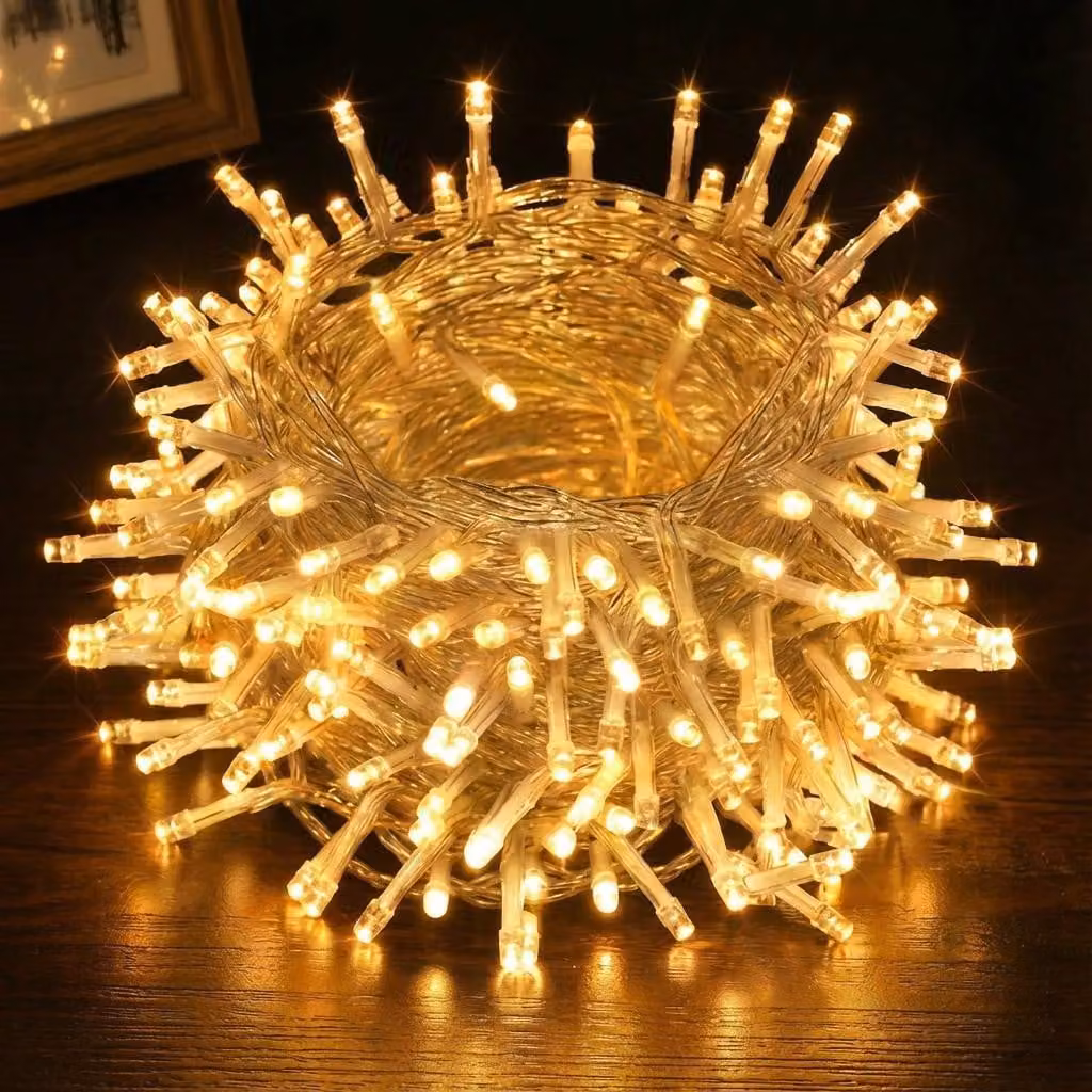30M 300LEDs 8 Modes Fairy Lights Potenza LED Natale Fairy Lights Cavo trasparente Camera Decorazione Luce Festa Giardino Albero di Natale illuminazione, Giallo