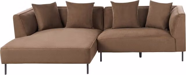 Divano angolare a 3 posti BELIANI Marrone con rivestimento in tessuto e cuscini coordinati, design moderno, configurazione a destra, L/P/H: 271 x 154 x 80 cm – 1