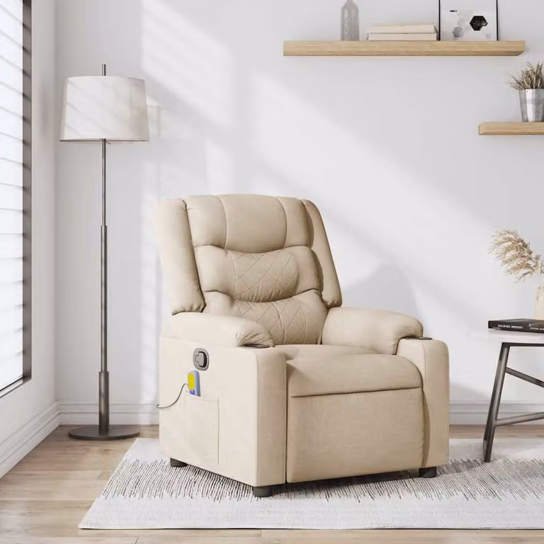 vidaXL Poltrona Reclinabile Relax in Tessuto Beige con Braccioli e Regolazione Manuale