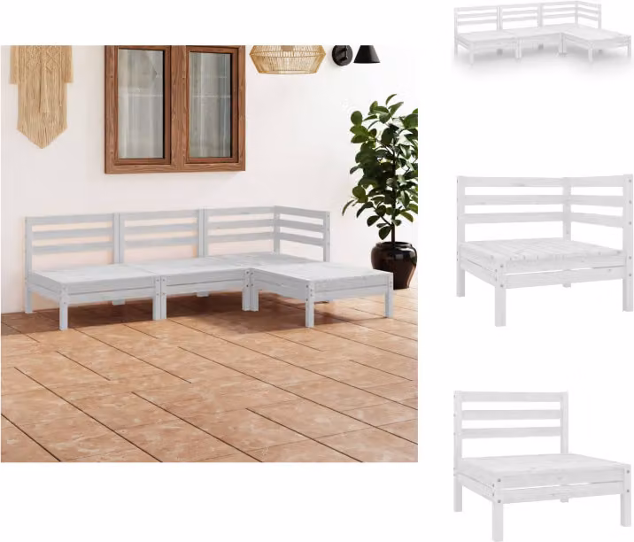 vidaXL set salotto da giardino 4 pezzi in pino massiccio bianco - Set di mobili da giardino