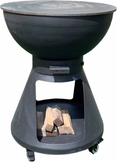 Barbecue a legna e a carbone Yucatán GIORDANOSHOP in acciaio Corten colore antracite con accessori, H: 91 cm, L: 64 cm – 1
