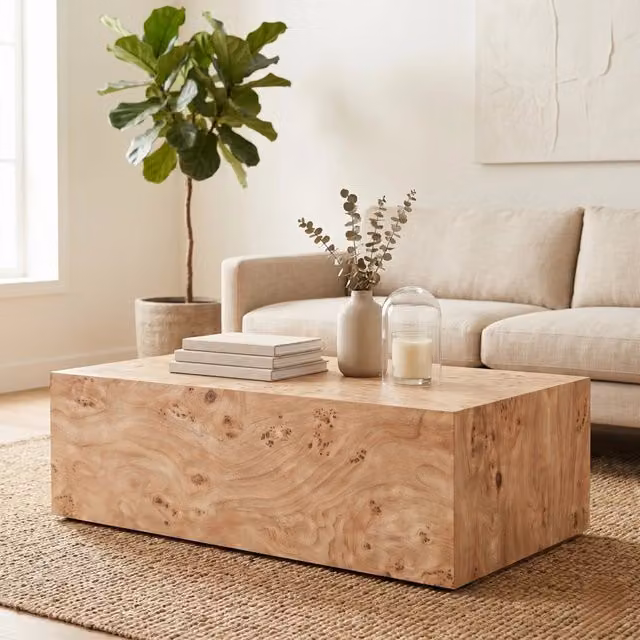 Tavolino da Salotto Minimalista in Effetto Legno, Design Moderno, Costruzione Stabile, Superficie Facile da Pulire, Versatile