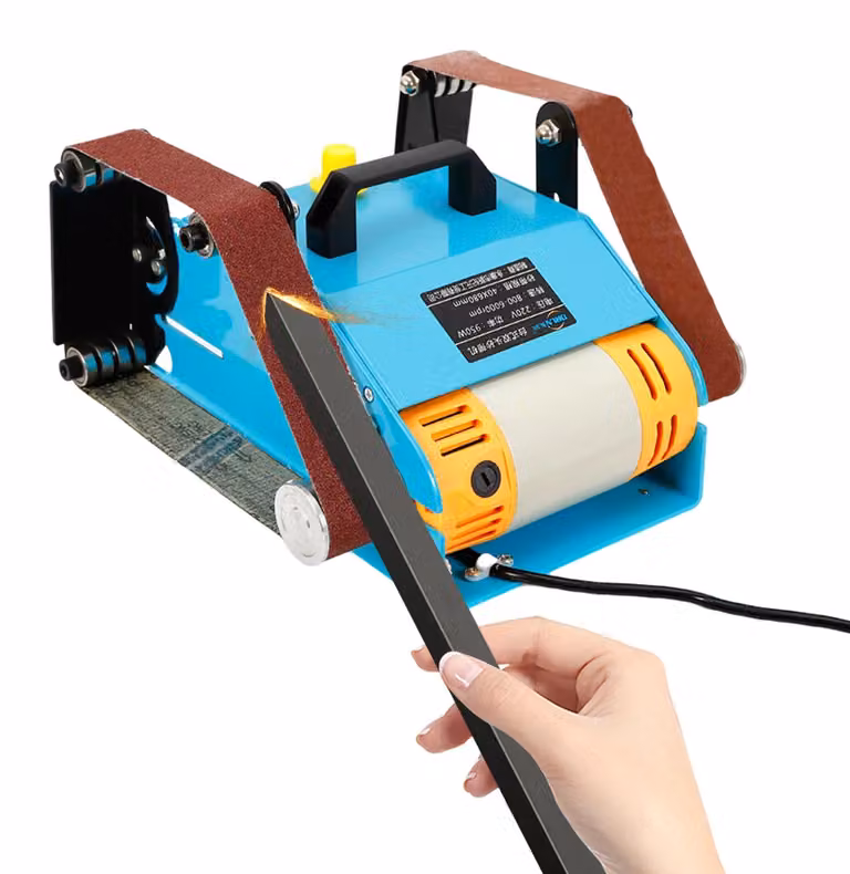 Levigatrice a nastro elettrica - Levigatrice/lucidatrice da banco - 950 W, 220 V - Doppio asse - Velocità regolabile - 7300 g - Blu