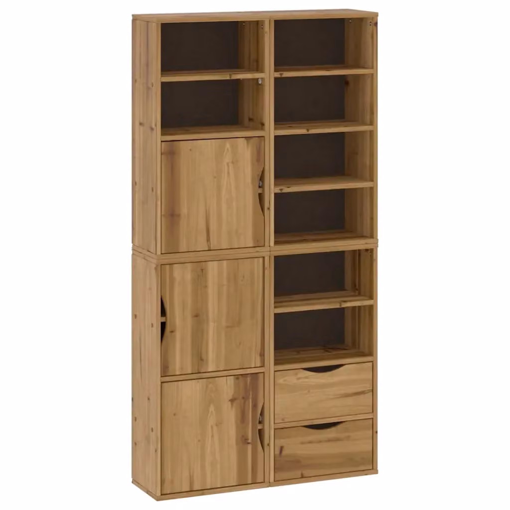 Set di 4 armadietti a muro vidaXL ODDA in legno di pino cerato marrone L/P/H: 40 x 24 x 79 cm – 2