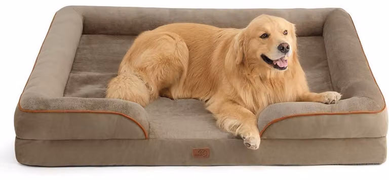 Cuccia ortopedica per cani, 134x106 cm, color nocciola, imbottita con schiuma a forma di uovo, lavabile e antiscivolo