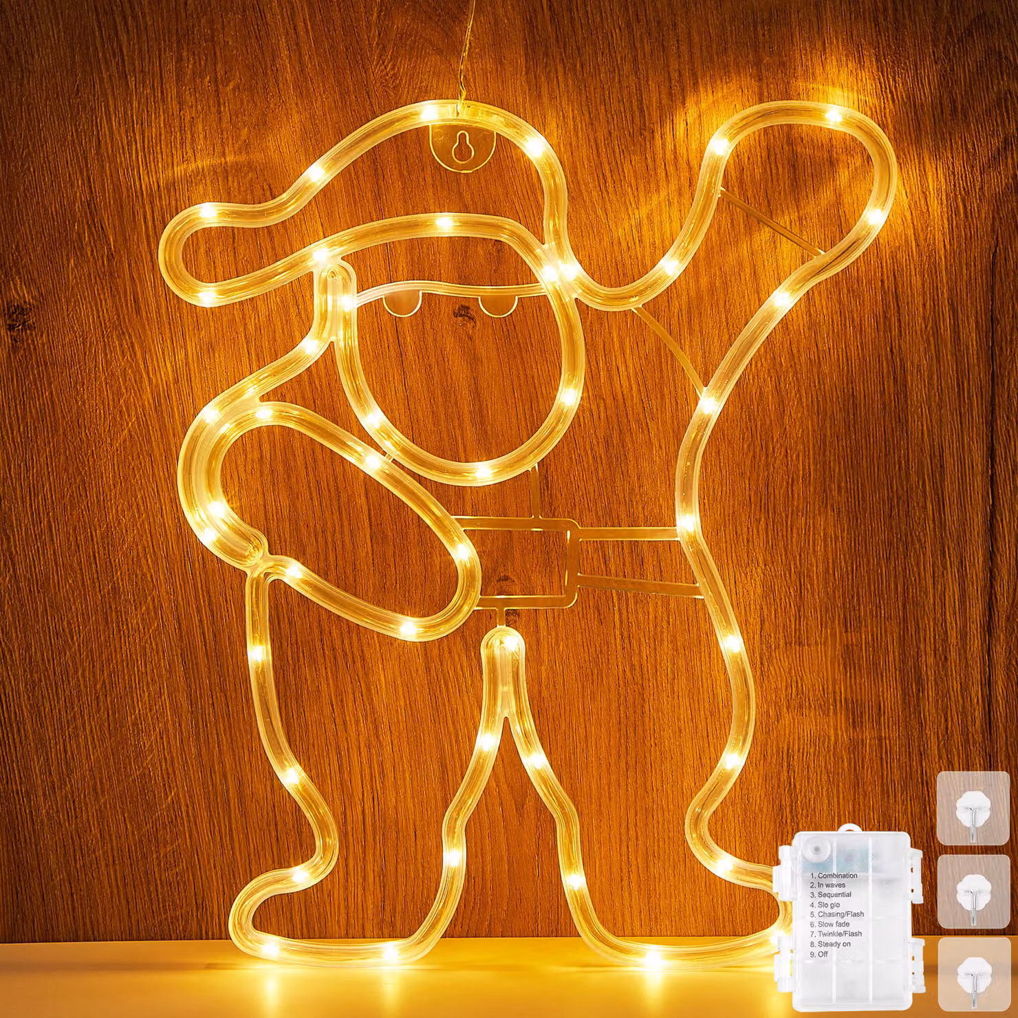 Led finestra decorazione Natale Padre Natale illuminato appeso finestre luci batteria finestra luce finestra decorazione luce finestra