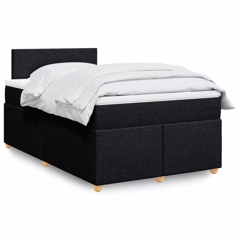 vidaXL Giroletto a Molle con Materasso Nero in Tessuto L/P/H: 120 x 200 cm