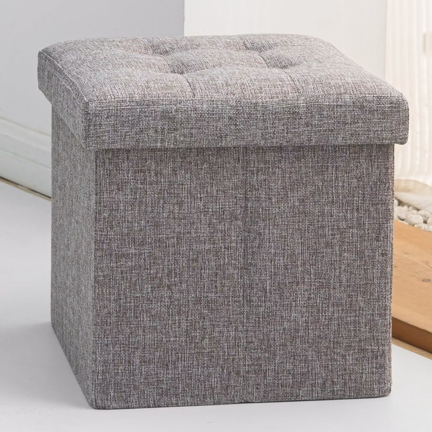 Contenitore pieghevole, 30x30x30 cm, grigio, con coperchio, per la conservazione di giocattoli