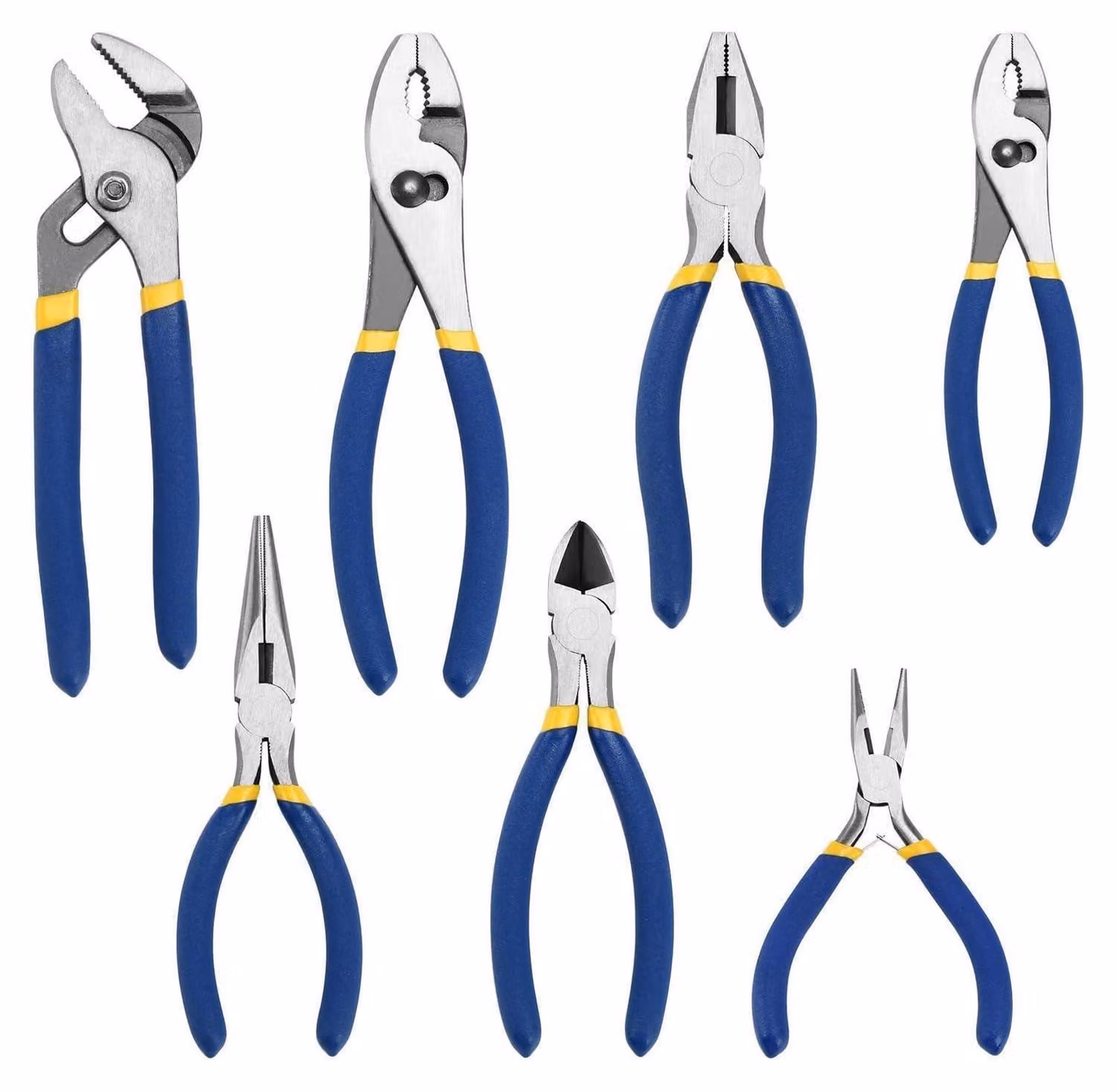 Set di pinze da 7 pezzi, acciaio Cr-V, colore blu