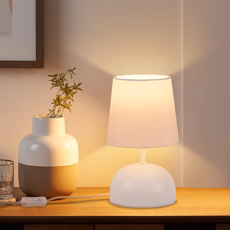 ZMH lampada da comodino lampada da tavolo con cavo - lampada da tavolo bianco tessuto lampada da notte moderna camera da letto lampada da letto design piccola lampada da tavolo per soggiorno ufficio tavolo da letto finestra hotel