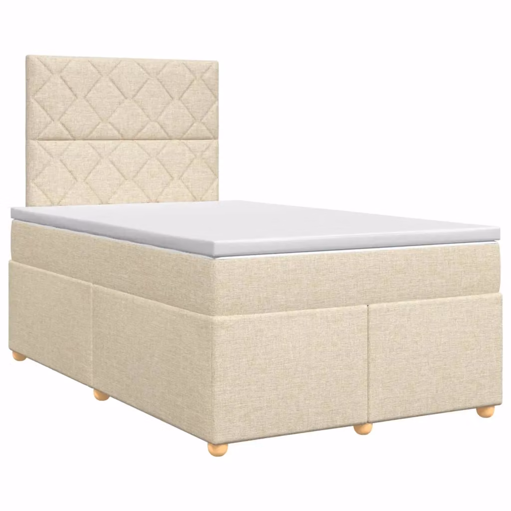Letto box spring con materasso ibrido vidaXL in tessuto beige e bianco L/P: 120 x 200 cm – 2