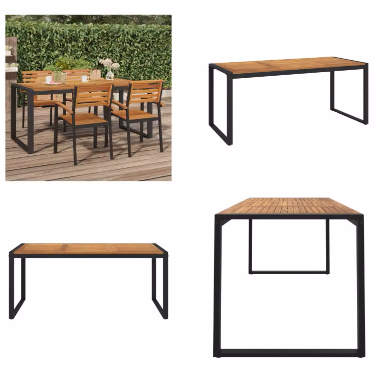 vidaXL Tavolo da giardino con struttura a forma di U 180x90x75 cm Legno massello di acacia - Tavolo da giardino - Tavoli da giardino - Tavolo da esterno - Tavolo da terrazza