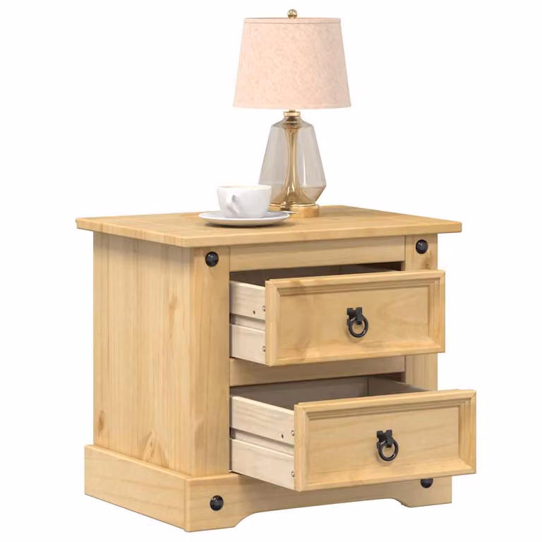 Comodino Corona vidaXL in legno di pino cerato, marrone e beige, L: 53 cm, P: 39 cm, H: 47 cm