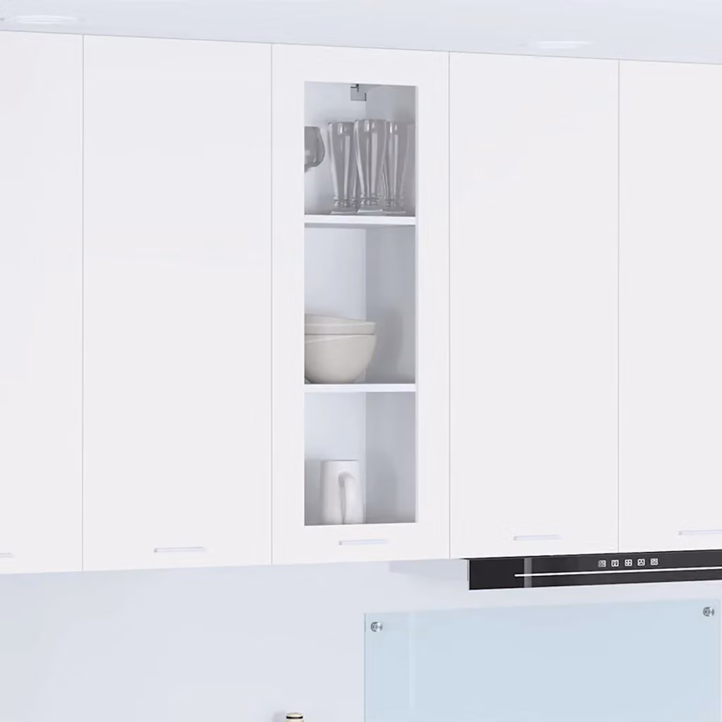 Armadio pensile da cucina vidaXL Bianco con ante in vetro e ripiani interni, L 40 cm x P 31 cm x H 100 cm
