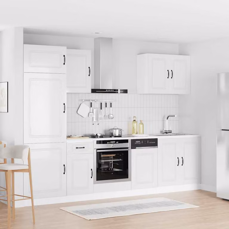 Set di mobili da cucina moderno vidaXL Kalmar composto da 7 pezzi in bianco lucido con ante e cassetti