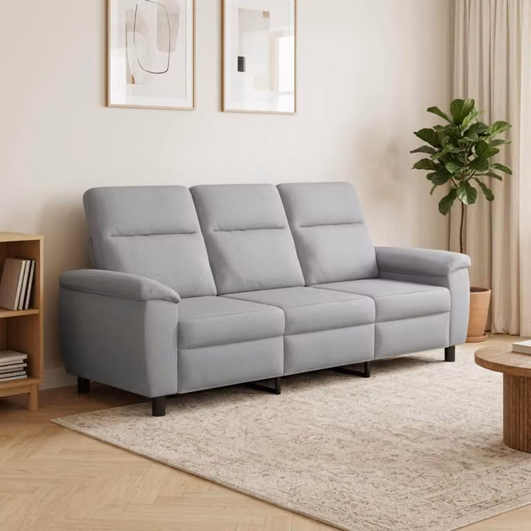 vidaXL Divano Moderno Lineare in Tessuto Grigio con Struttura in Metallo L: 214 cm, P: 90 cm, H: 95 cm