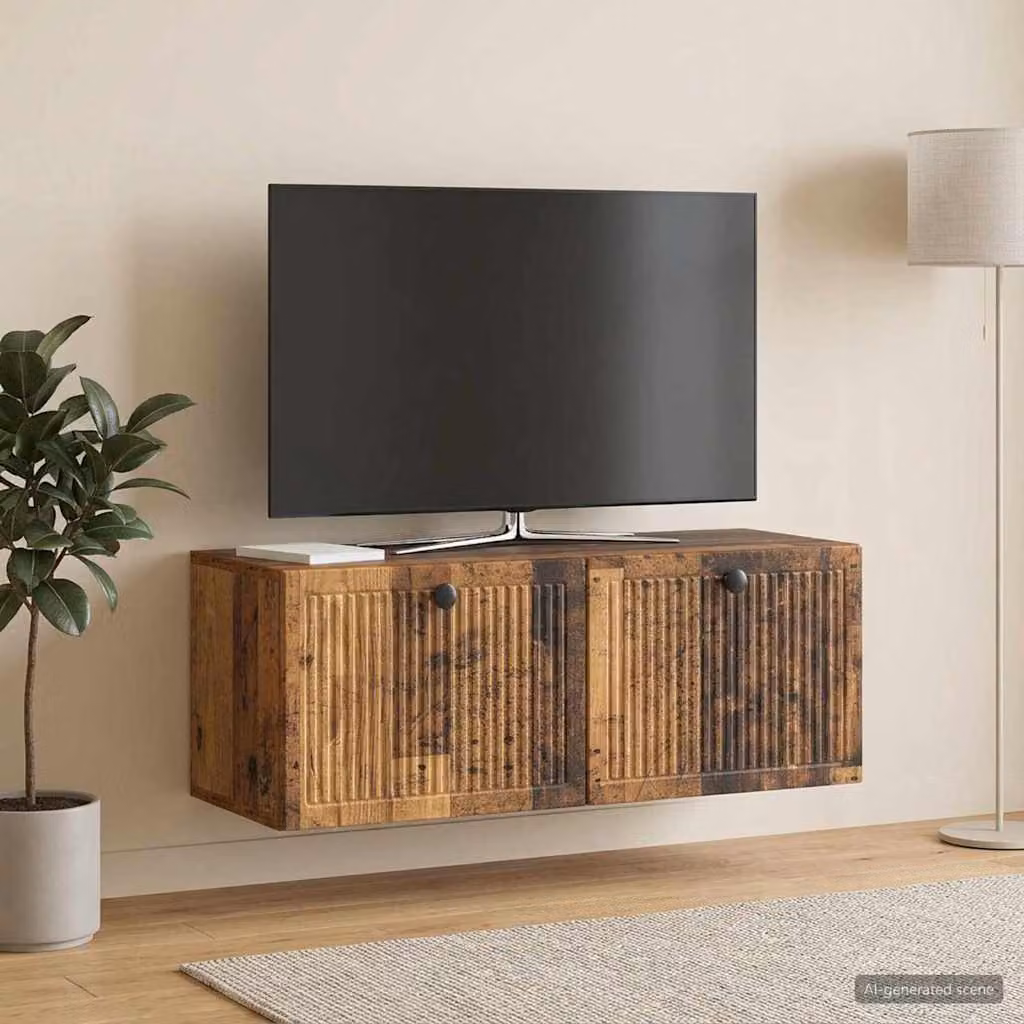 vidaXL Mobile Porta TV da Muro Moderno in Legno Marrone L: 78,5 cm, P: 31 cm, H: 30 cm