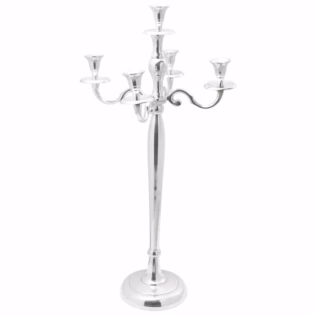 Candelabro moderno vidaXL in metallo argento L/P/H: 32 x 32 x 79,5 cm