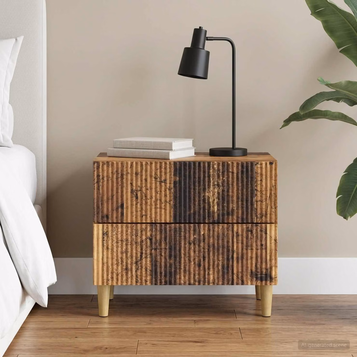 vidaXL Armadio da Notte con Cassetto in Legno Antico Marrone L: 62 cm, P: 34,5 cm, H: 48 cm