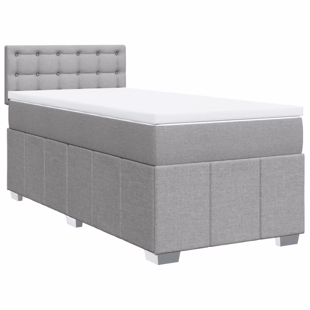 Giroletto a Molle con Materasso Grigio Chiaro 80x200 cm Tessuto