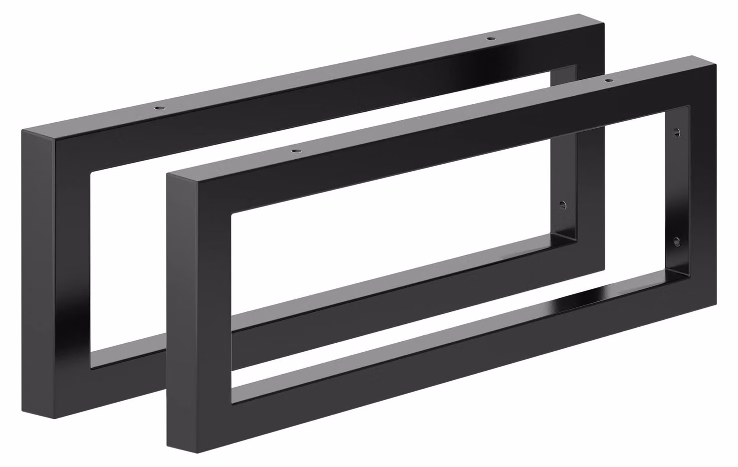 Console per lavabo da 50 cm, finitura nera opaca, acciaio, confezione da 2 pezzi