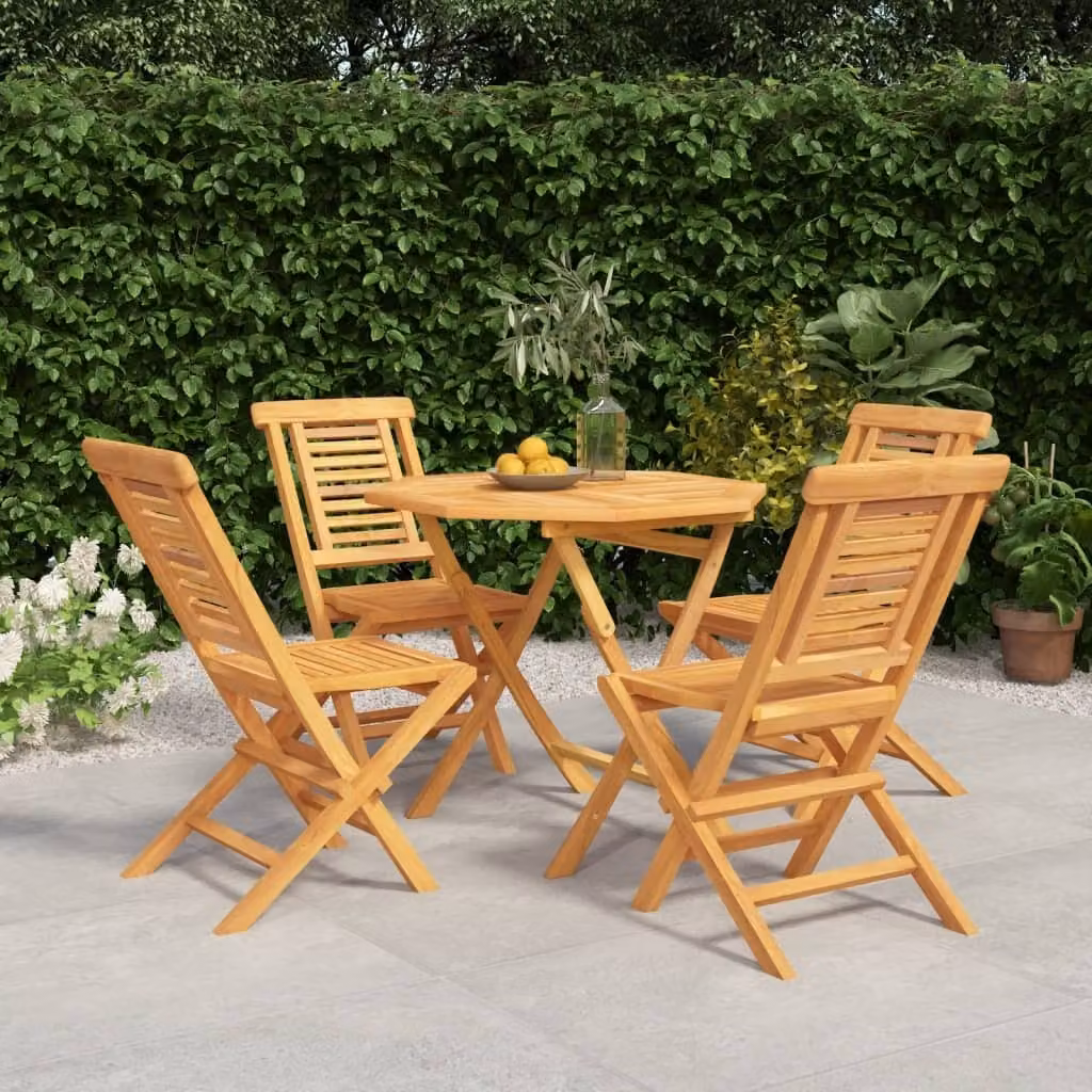 The Living Store 5 pezzi. Set da pranzo da giardino in legno massiccio teak