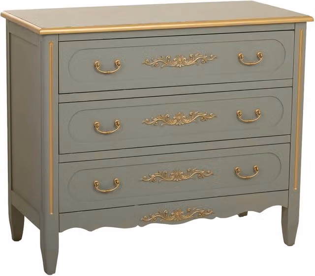 Cassettiera in legno con 3 cassetti verdi, 90x42x76h cm
