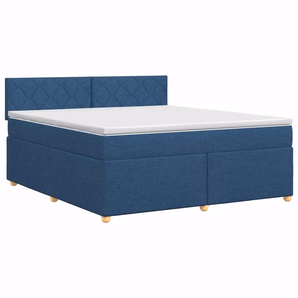 Letto box spring con materasso ibrido vidaXL in tessuto blu e bianco L/P: 180 x 200 cm – 2