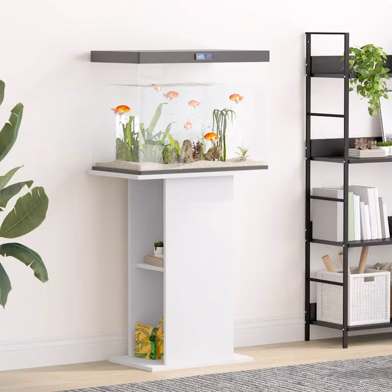 vidaXL Supporto per Acquario Bianco in Legno Multistrato e MDF L: 60,5 cm, P: 36 cm, H: 72,5 cm
