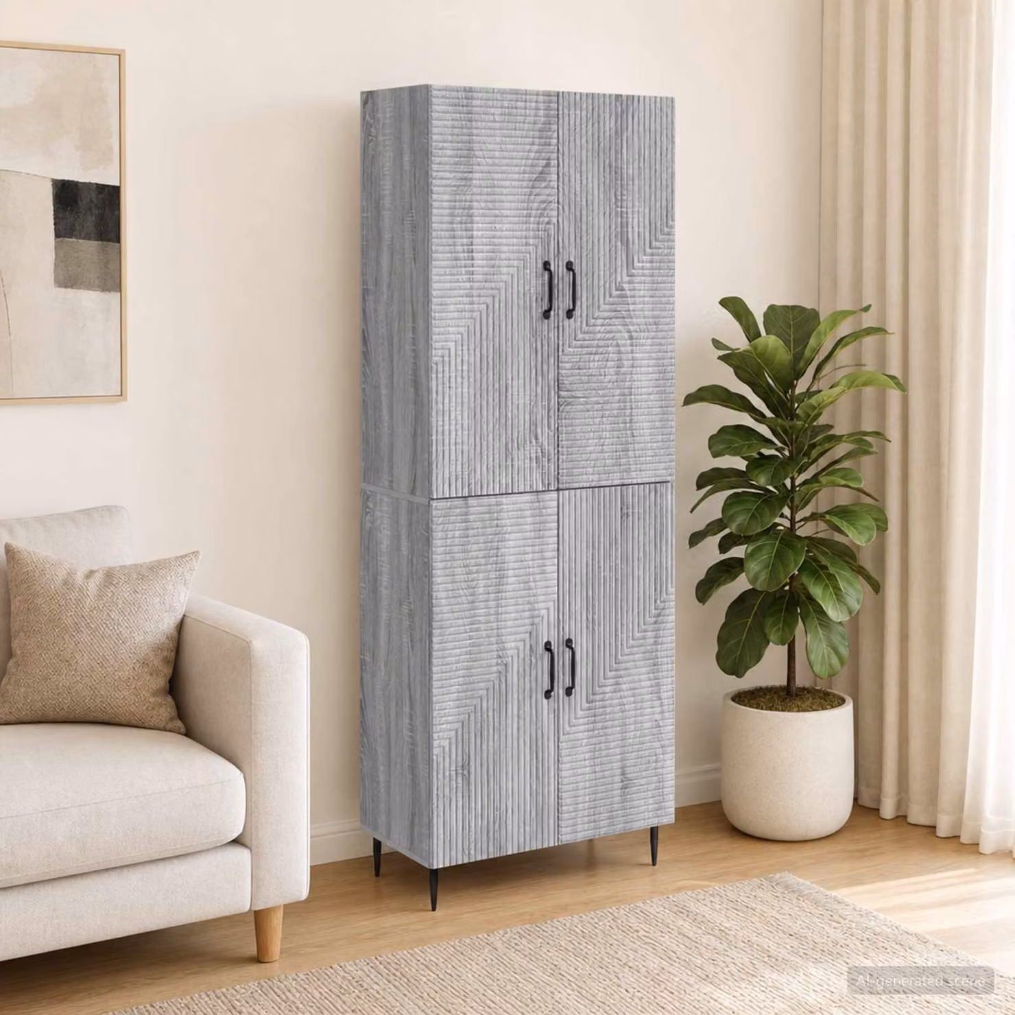 Set di 2 armadi vidaXL in legno ingegnerizzato grigio con ante a battente per soggiorno o ufficio