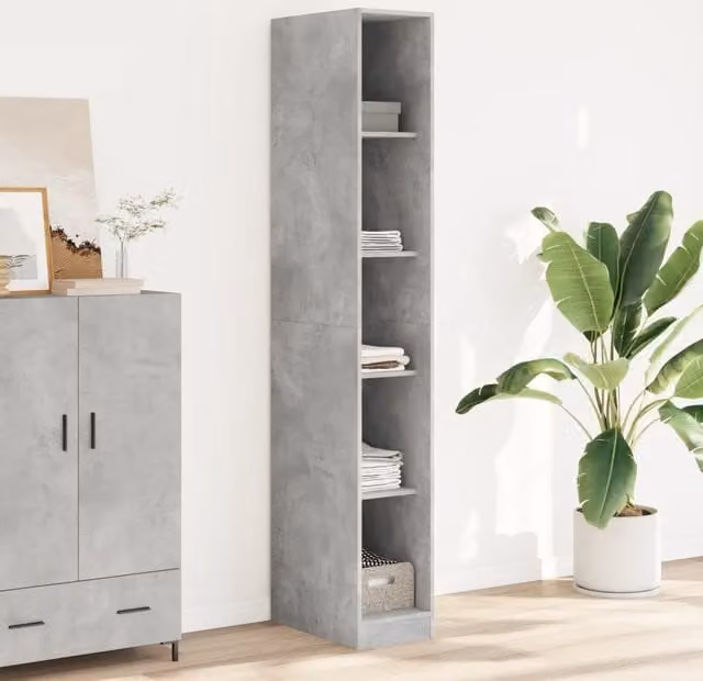 Armadio a muro vidaXL Grigio con ante a battente e ripiani interni in legno, L/P/H: 30 x 50 x 200 cm