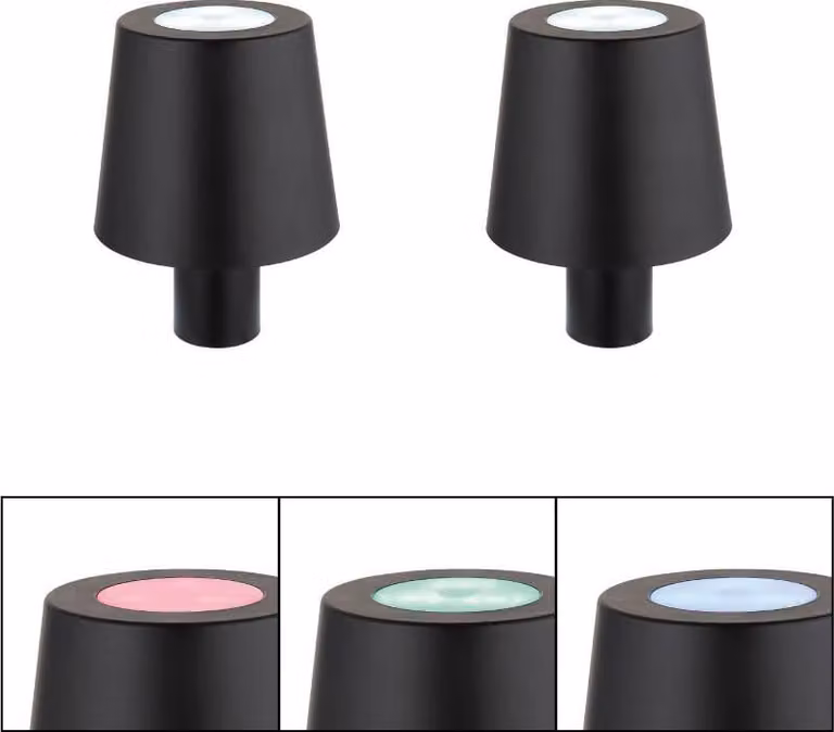 2x lampada da tavolo LED RGB, lampada a bottiglia, touch, nera, H 14 cm